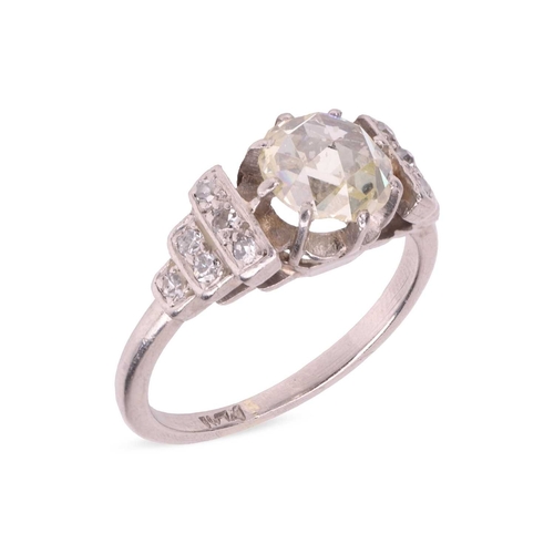 37 - A rose-cut diamond solitaire ring, featuring a rose-cut diamond measuring 6.7mm x 5.8mm x 2.5mm, in ... 