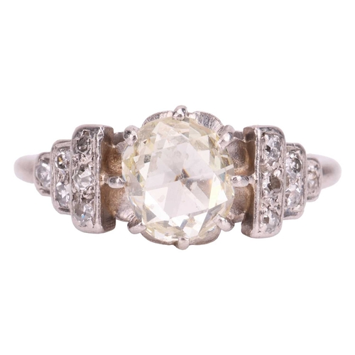 37 - A rose-cut diamond solitaire ring, featuring a rose-cut diamond measuring 6.7mm x 5.8mm x 2.5mm, in ... 