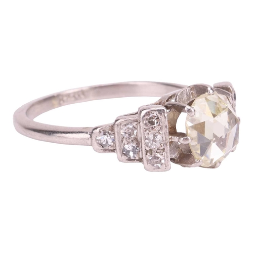 37 - A rose-cut diamond solitaire ring, featuring a rose-cut diamond measuring 6.7mm x 5.8mm x 2.5mm, in ... 