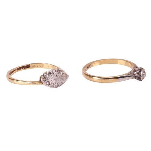 46 - Two early 20th century rings; comprising an old-cut diamond solitaire ring, the diamond measuring ap... 