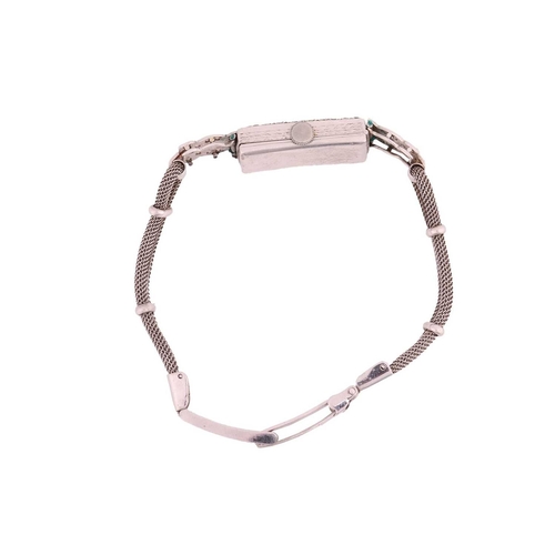 308 - A Diamond-Set Cocktail Watch Reference: A129 Bezel: Diamond-Set Case Material: White Metal marked 'P... 