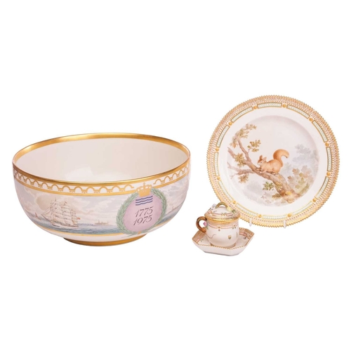 172 - A Royal Copenhagen Fauna Danica porcelain plate, 1960s, painted with a red squirrel resting on a bra... 