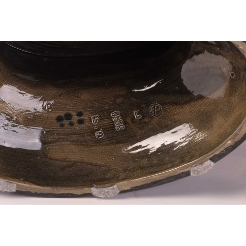 175 - A large Gerbing & Stephan majolica jardinière, late 19th century, modelled as a Viking longship on ... 