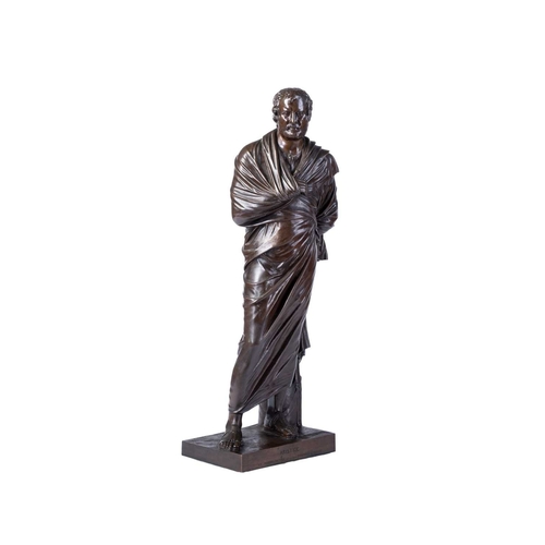 201 - A large 19th-century French Grand Tour patinated bronze figure of Sophocles, 'F. Barbedienne, Fondeu... 