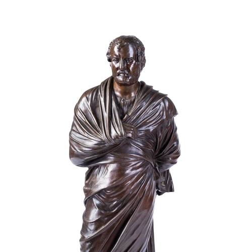 201 - A large 19th-century French Grand Tour patinated bronze figure of Sophocles, 'F. Barbedienne, Fondeu... 