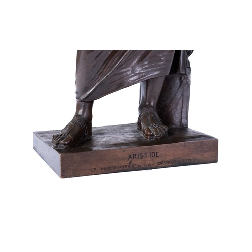 201 - A large 19th-century French Grand Tour patinated bronze figure of Sophocles, 'F. Barbedienne, Fondeu... 