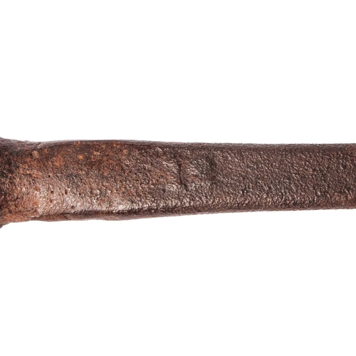 203 - Two 18th century Irish or Kentish cast iron down-hearth Grisset Pans, of traditional skillet form, t... 