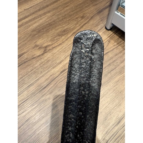 203 - Two 18th century Irish or Kentish cast iron down-hearth Grisset Pans, of traditional skillet form, t... 