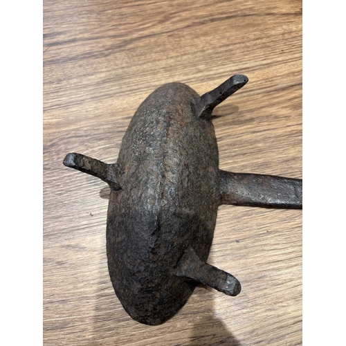 203 - Two 18th century Irish or Kentish cast iron down-hearth Grisset Pans, of traditional skillet form, t... 