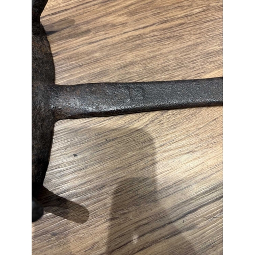 203 - Two 18th century Irish or Kentish cast iron down-hearth Grisset Pans, of traditional skillet form, t... 