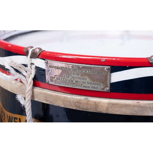 208 - A 19th-century needlework military flag, Welsh Guards, of shaped outline, with a Lion Gardant and tw... 