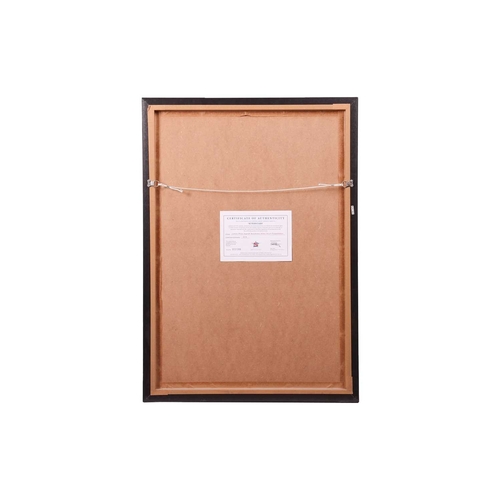 221 - Lionel Messi, a signed Barcelona framed football shirt, the autograph in black marker to the rear nu... 