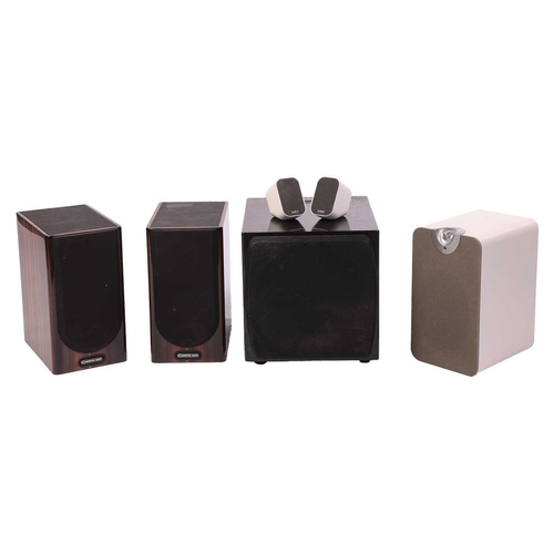 232 - A pair of Monitor Audio Hi-Fi speakers, in simulated rosewood cases, 37 cm high x 19.5 cm wide, toge... 