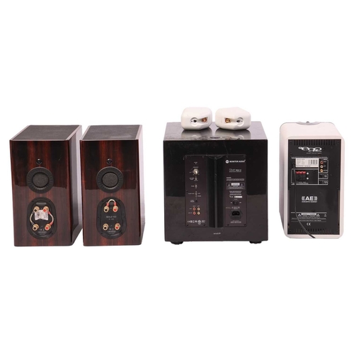 232 - A pair of Monitor Audio Hi-Fi speakers, in simulated rosewood cases, 37 cm high x 19.5 cm wide, toge... 