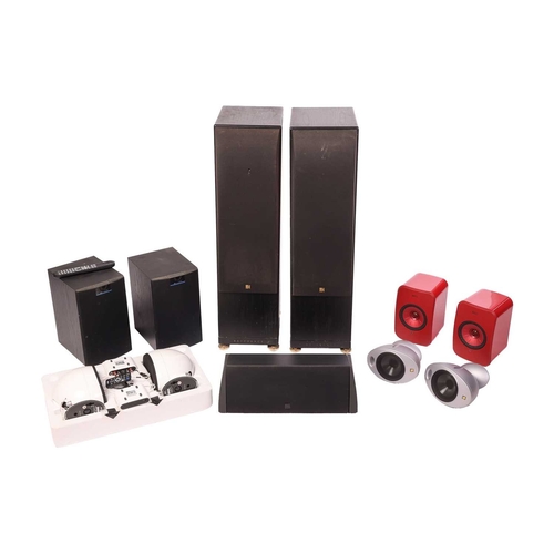 240 - A group of Kef Hi-Fi equipment, comprising: a pair of Reference Series Model One floor speakers, Bla... 