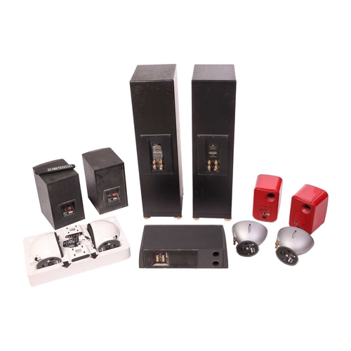 240 - A group of Kef Hi-Fi equipment, comprising: a pair of Reference Series Model One floor speakers, Bla... 