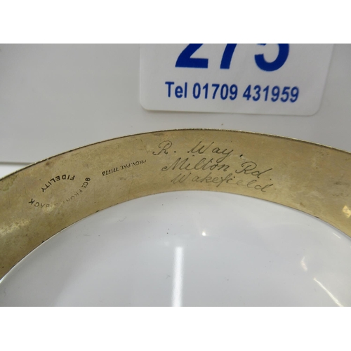 275 - 9 ct Gold front and back bangle