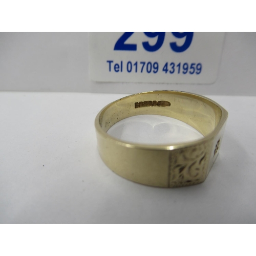 299 - Gents 9ct gold ring 5.3g