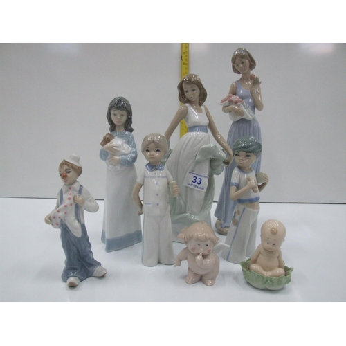 33 - 5 Nao by Lladro figures + 3 others