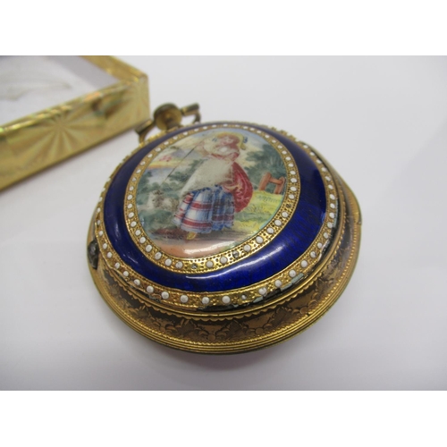 394 - Pocket watch engraved Geo Cartright London with enamel C 1706 A/F