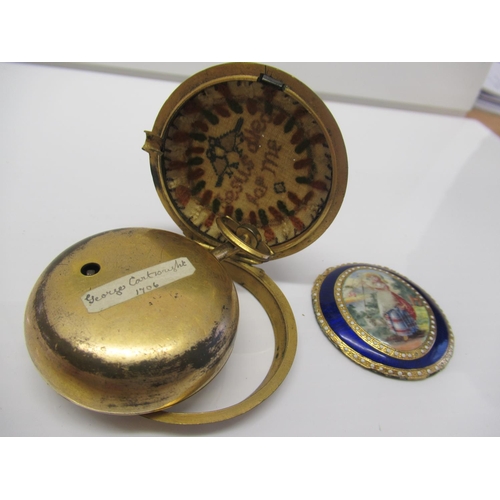 394 - Pocket watch engraved Geo Cartright London with enamel C 1706 A/F