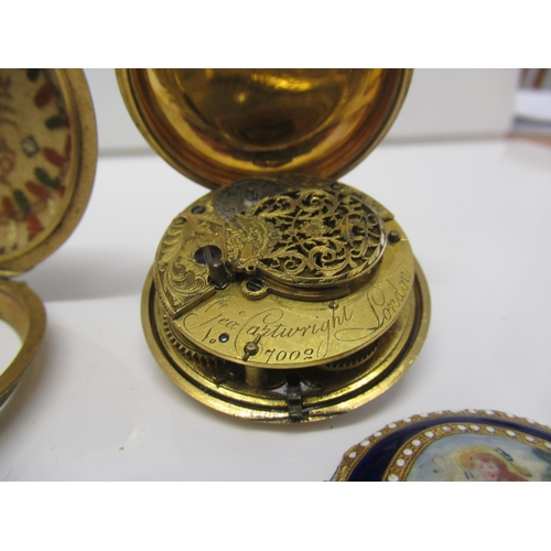 394 - Pocket watch engraved Geo Cartright London with enamel C 1706 A/F