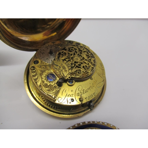 394 - Pocket watch engraved Geo Cartright London with enamel C 1706 A/F