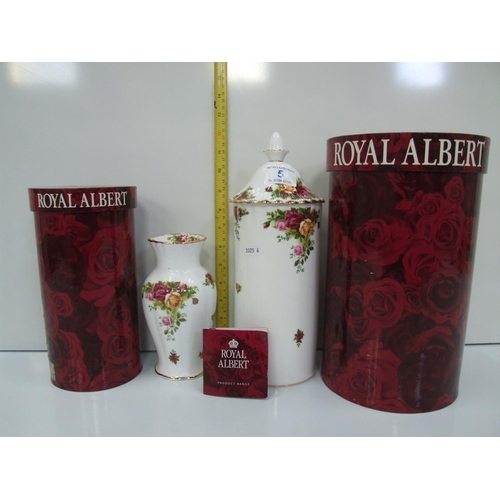 5 - Royal Albert country rose storage jar & vase