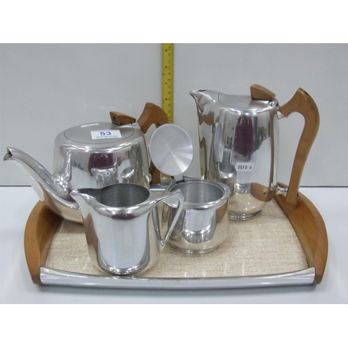 53 - 5 piece Picquot ware tea/coffee set on tray