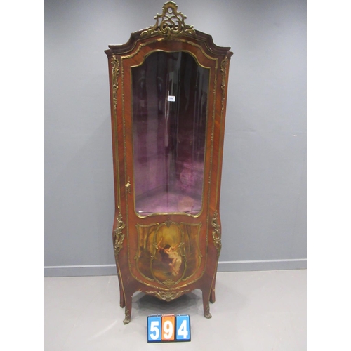 594 - victorian french vitrine gilt ormalu mounting