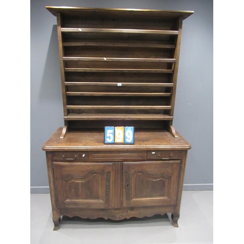 599 - early antique oak french dresser