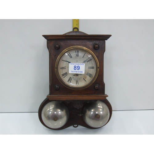 89 - Victorian wall mounted alarm clock H.A.C. Wurtlrmberg