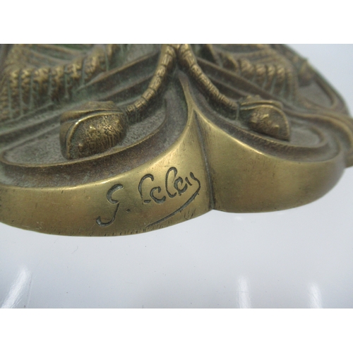 123 - brass art Nouveau signed oil lamp