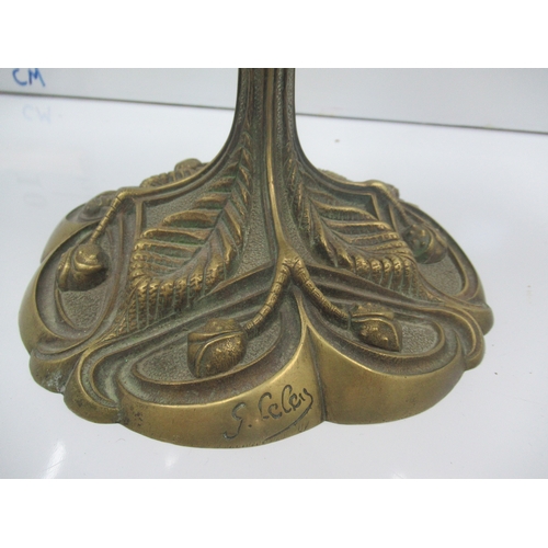 123 - brass art Nouveau signed oil lamp