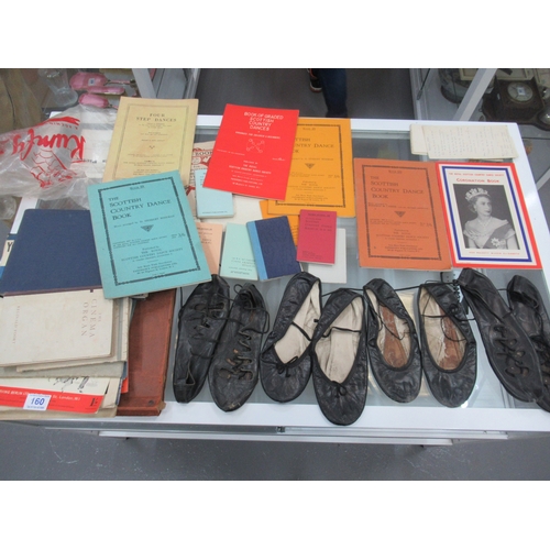 160 - Old books, sheet music etc including dancing shoes