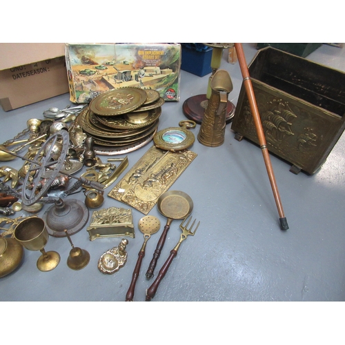 231 - Large box of brass ware