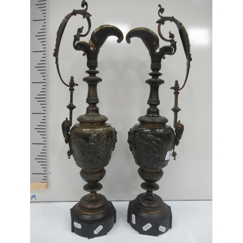 96 - Pair of victorian bronze Ewers