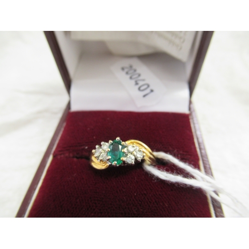 281 - Emerald and diamond 18ct gold ring 4.8g total weight