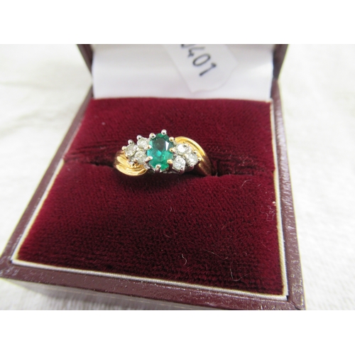 281 - Emerald and diamond 18ct gold ring 4.8g total weight