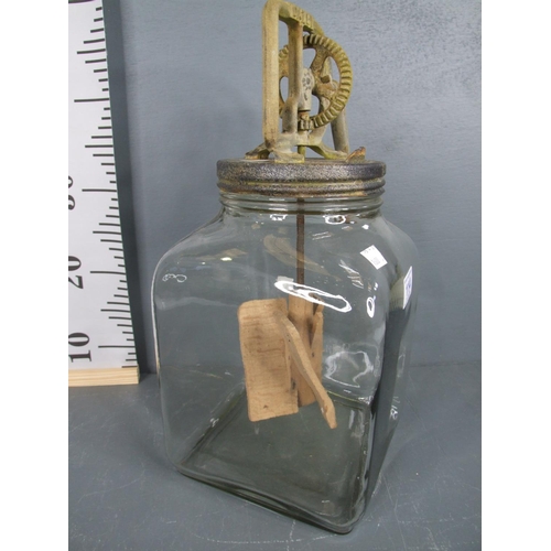 114 - Old glass butter creamer