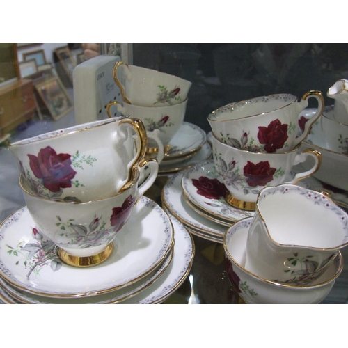 12 - 4 China tea sets (1 set missing one cup)