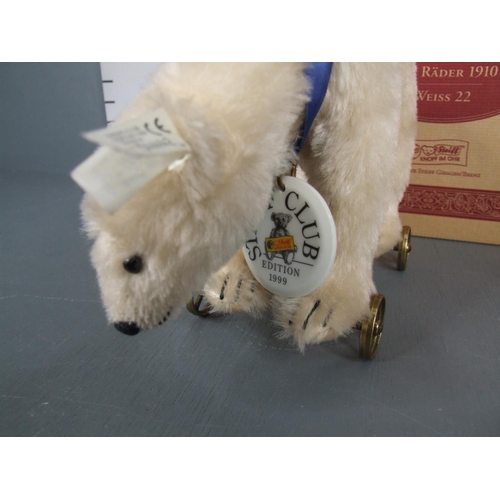 14 - Steiff Polar bear on brass wheels. Advertised on eBay for £500