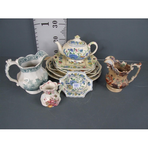 151 - Old masons pottery inc tea pot & plates