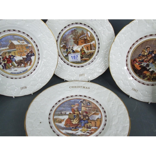 187 - Coalport christmas plates 13 in total 2 A/F