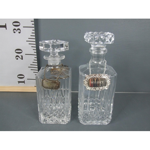 20 - 7 Glass decanters with labels