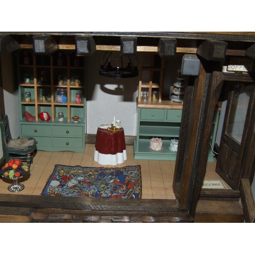 253 - Large handmade dolls house signed by Roy Williams 2009 & includes furniture