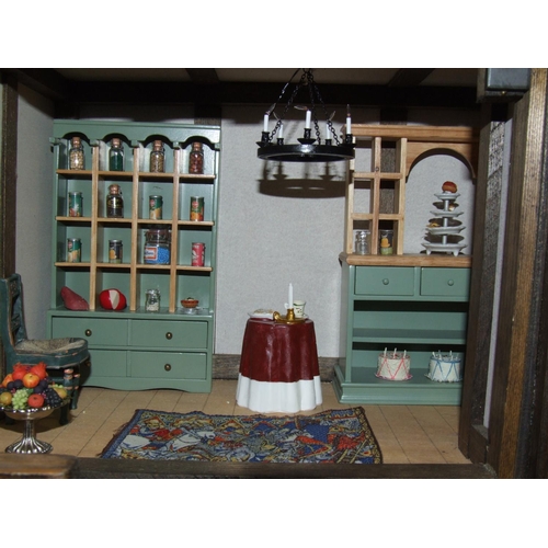 253 - Large handmade dolls house signed by Roy Williams 2009 & includes furniture