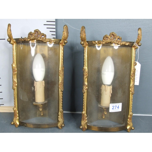 274 - Pair of French Victorian wall lights 
Glass A/F on one