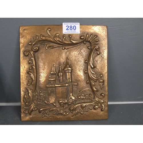 280 - Pair of bronze French plaques very heavy