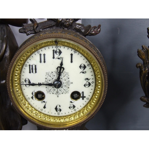 285 - Spelter clock garniture